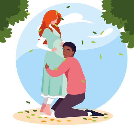 Pregnant woman and man design, Couple family love pregnancy maternity and expecting theme Vector illustrationのイラスト素材