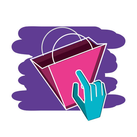 shopping bag with hand isolated icon vector illustration designのイラスト素材