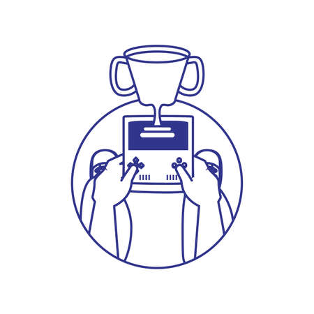 gamer hands with handle video game device vector illustration designのイラスト素材