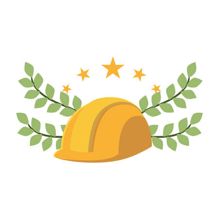 happy labor day - helmet worker emblem vector illustrationのイラスト素材