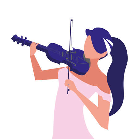 musician woman violin playing musical vector illustrationのイラスト素材