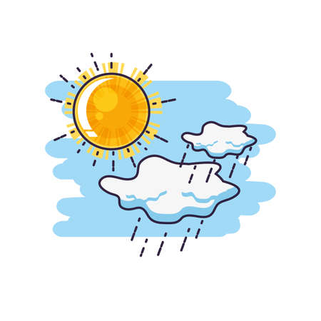 hot sun with clouds isolated icon vector illustration designのイラスト素材
