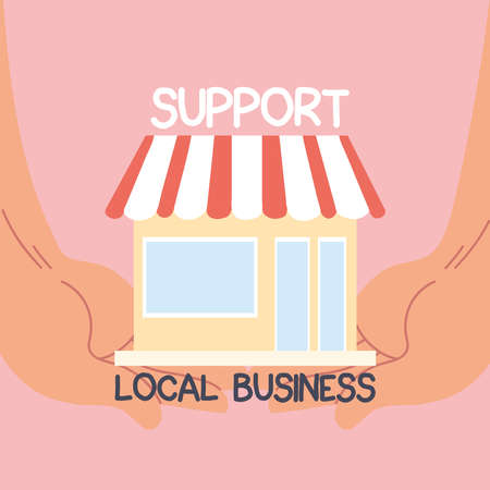 shop local, support local business vector illustration designのイラスト素材