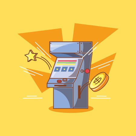 classic video game console of coins vector illustration design