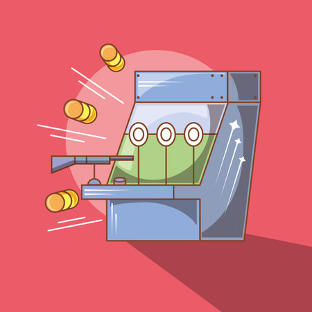 classic video game console of coins with shooting rifle vector illustration designのイラスト素材