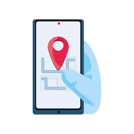 gps map on smartphone display on white background vector illustration designのイラスト素材