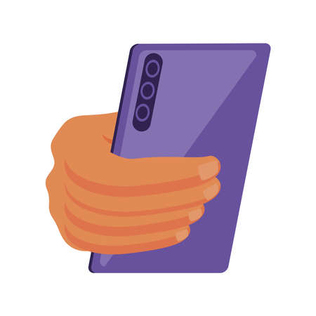hand holding smartphone over white background vector illustration designのイラスト素材