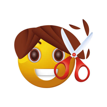 emoticon with scissors of haircut vector illustration designのイラスト素材