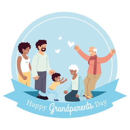 Grandmother grandfather parents and grandson design, Happy grandparents day theme Vector illustrationのイラスト素材