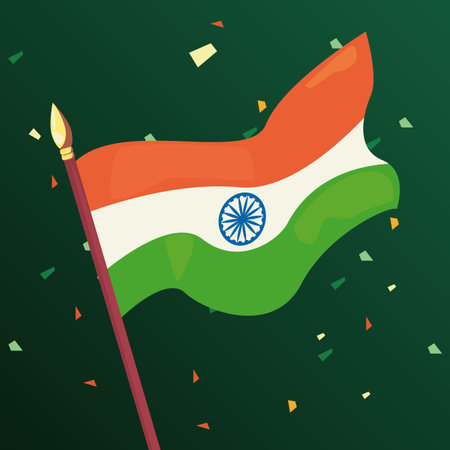 flag in pole symbol indian happy independence day vector illustration