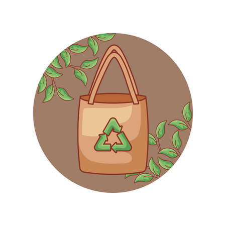 ecological paper bag with leafs in frame vector illustration designのイラスト素材