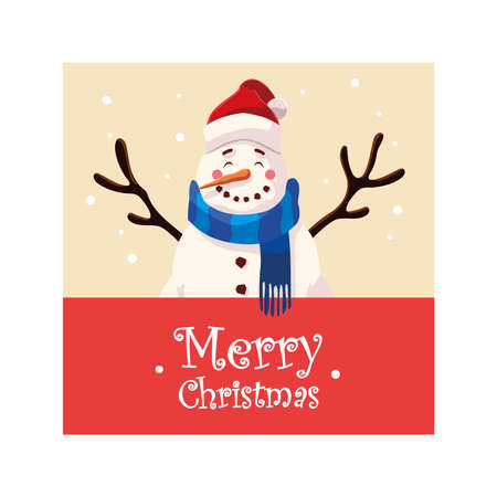 snowman cartoon design, Merry christmas season decoration card invitation celebration and holiday theme Vector illustrationのイラスト素材