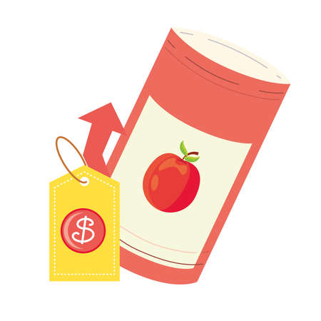 canned food price increase cartoon vector illustration designのイラスト素材