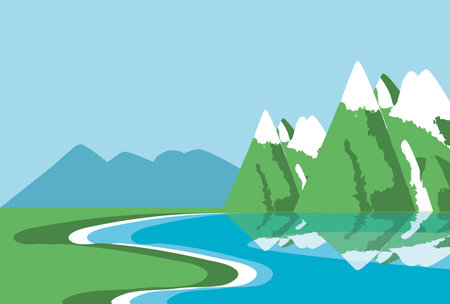 landscape with lake nature icon vector illustration designのイラスト素材