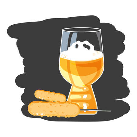 cup of beer with broaster sausages oktoberfest festival vector illustration designのイラスト素材
