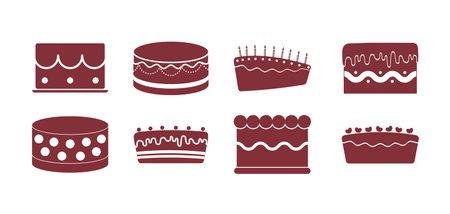 cake icon set pack, High Quality variety symbols Vector illustration