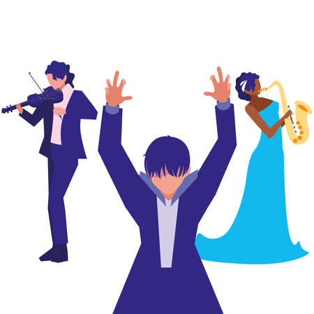 musicians people playing instrument orchestra design vector illustrationのイラスト素材