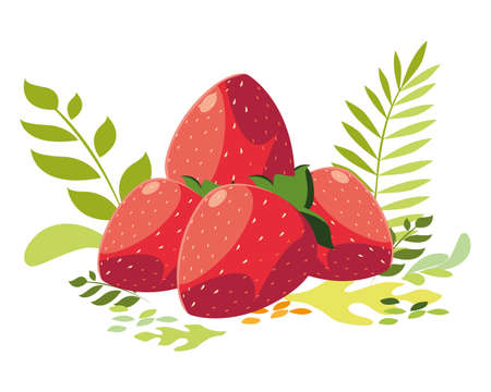 Strawberries design, Fruit healthy organic food sweet and nature theme Vector illustrationのイラスト素材