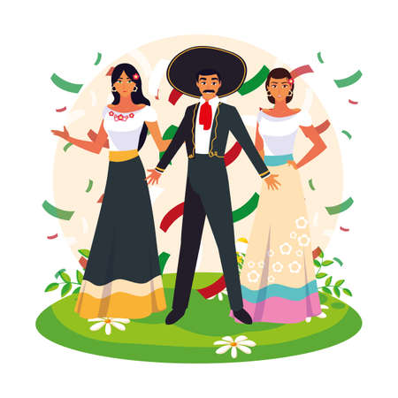 Mexican people design, Mexico culture tourism landmark latin and party theme Vector illustrationのイラスト素材