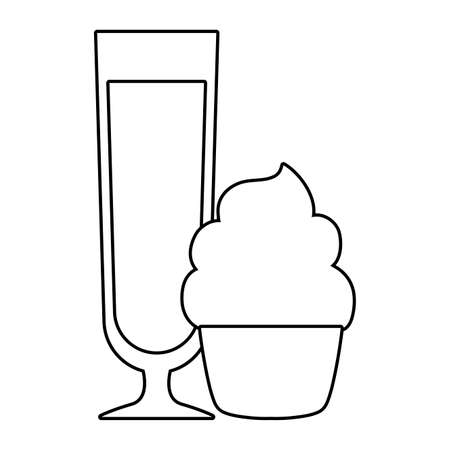 fresh juice glass with cupcake vector illustration designのイラスト素材