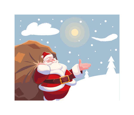 Santa claus design, Merry christmas season decoration card invitation celebration and holiday theme Vector illustrationのイラスト素材