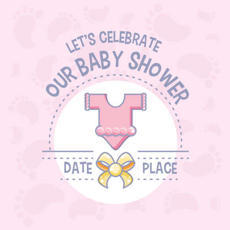 baby shower card with with clothes for girl vector illustration designのイラスト素材