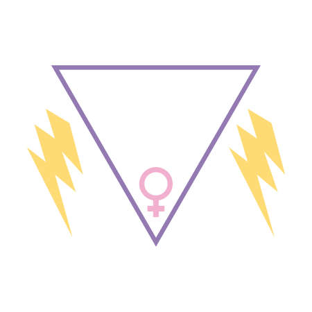 gender female symbol in triangle with thunderbolts vector illustration designのイラスト素材