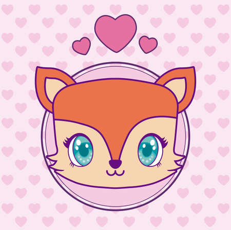 head of cute fox baby kawaii style vector illustration designのイラスト素材