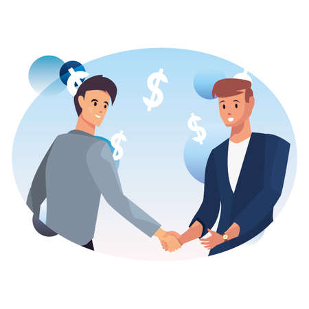 businesspeople handshake agreement business financial flat design vector illustrationのイラスト素材