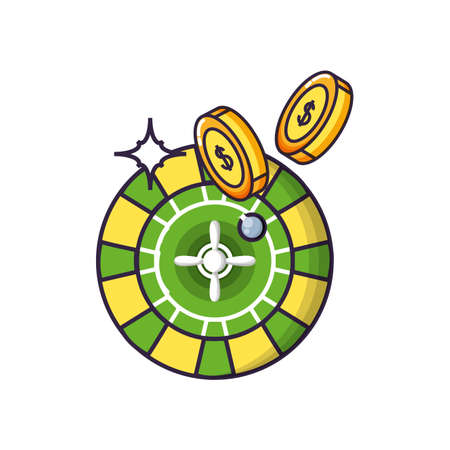 casino roulette game with coins vector illustration designのイラスト素材