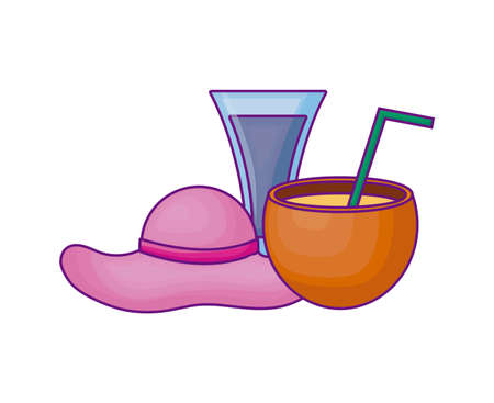 delicious cocktail of coconut and icons vector illustration designのイラスト素材