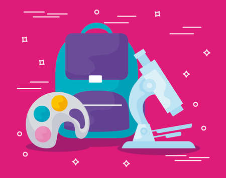 schoolbag with set supplies education vector illustration designのイラスト素材