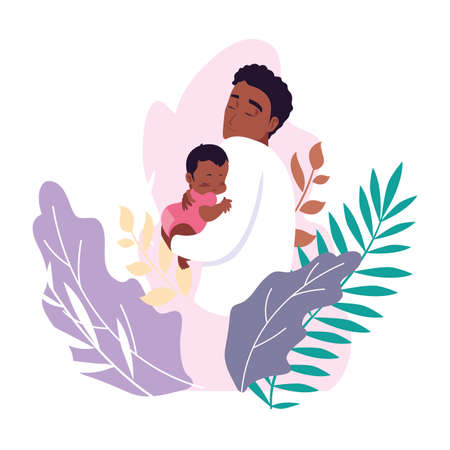 dad carrying his baby in his arms vector illustrationのイラスト素材