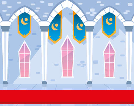 inside castle building fairytale with decoration vector illustration designのイラスト素材