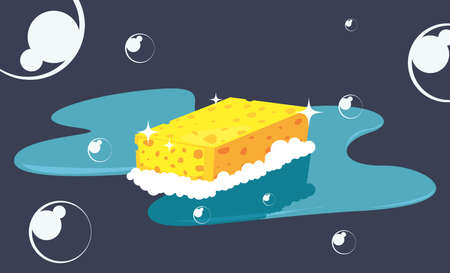 sponge bubbles cleaning products and supplies vector illustrationのイラスト素材