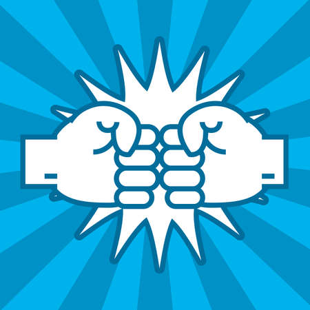 handshake hands fist blue background flat design vector illustrationのイラスト素材