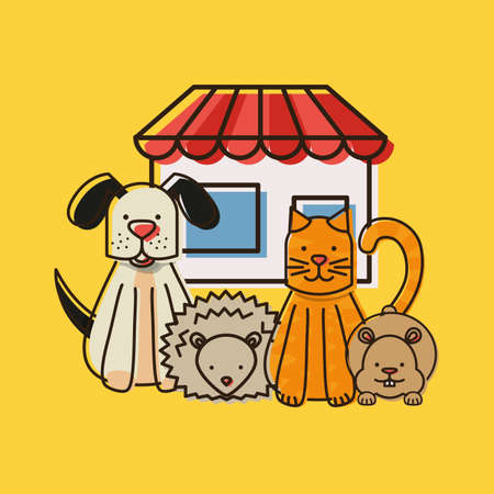 mascots with pets shop set icons vector illustration designのイラスト素材