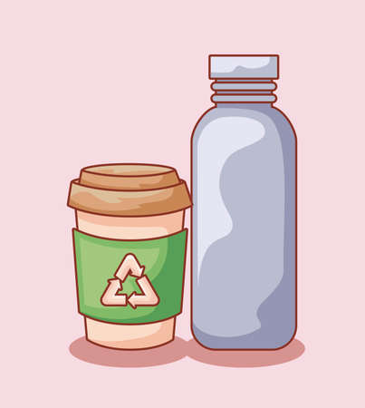 set of ecological bottles isolated icon illustration designのイラスト素材