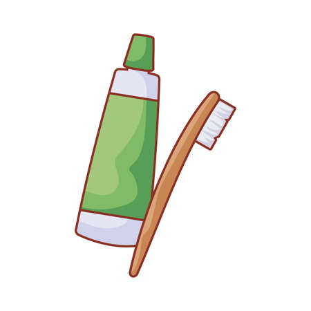 cream tube with toothbrush isolated icon illustration designのイラスト素材