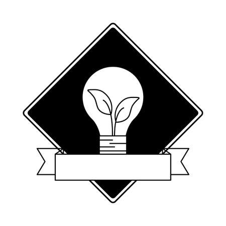 light bulb ecological with leafs and ribbon vector illustration designのイラスト素材