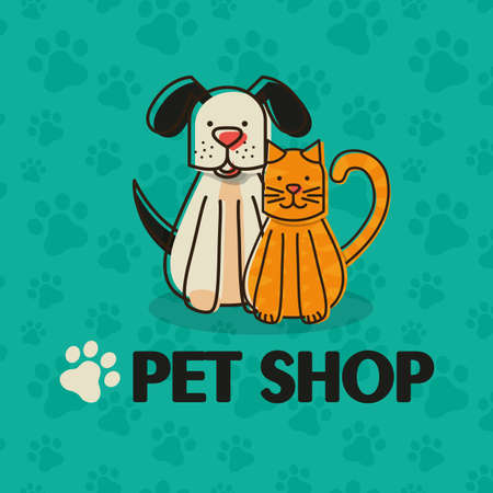 mascots with pets shop set icons vector illustration designのイラスト素材