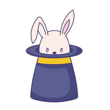 wizard top hat with cute rabbit illustration designのイラスト素材