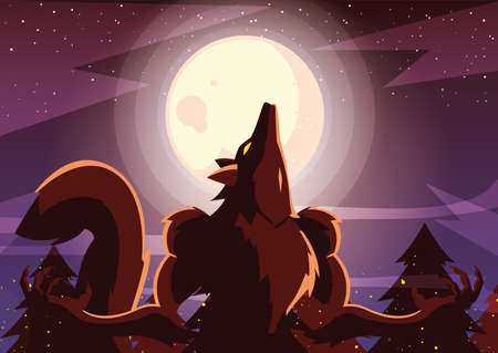 werewolf design, Halloween holiday horror scary celebration autumn dark and party theme Vector illustrationのイラスト素材