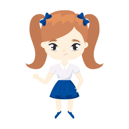 cute little student girl avatar character vector illustration designのイラスト素材