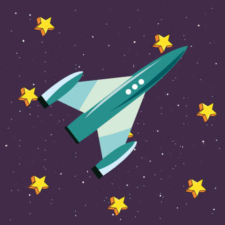 space ship rocket galaxy stars travel vector illustrationのイラスト素材