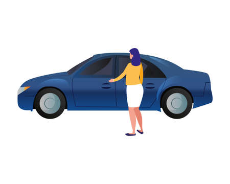 woman and car transport white background vector illustrationのイラスト素材