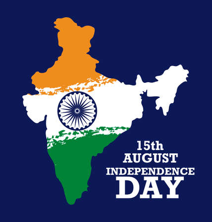 independence day indian label with map vector illustration designのイラスト素材
