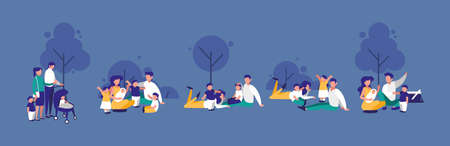 Family members outside design, Relationship avatar lifestyle person and character theme Vector illustrationのイラスト素材