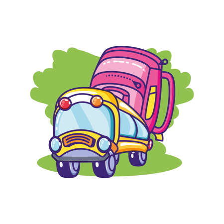 bus transportation with school bag isolated icon vector illustration designのイラスト素材