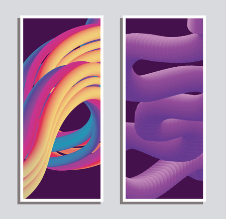 Purple and orange liquid shape frames design, Fluid background abstract modern color template and...